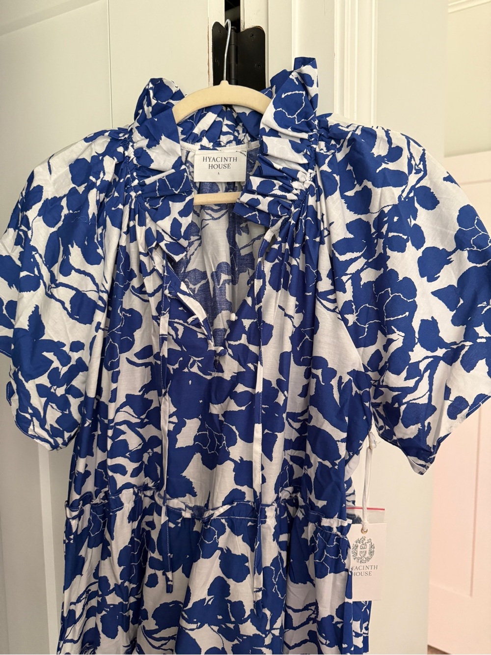 Hyacinth House Thea Blue White Floral Ruffle Short Dress Tuckernuck New NWT - Picture 3 of 5